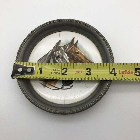 VINTAGE Revere Pewter Ceramic Coaster Horse Head Horses 4.25" - Picture 4 of 5